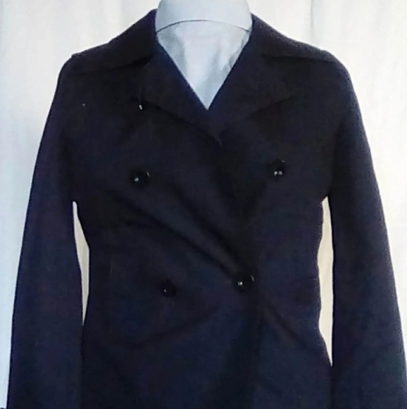 Small Banana Republic Spring Lightweight Navy Peacoat Yellow Lining $175 - Picture 1 of 3
